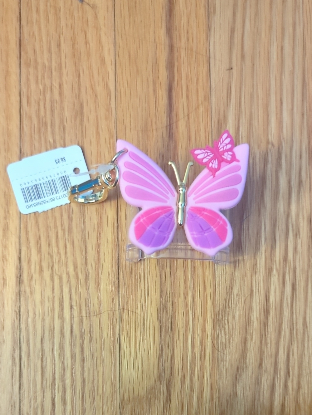 Pink Butterfly Kids Bag Charm Keychain